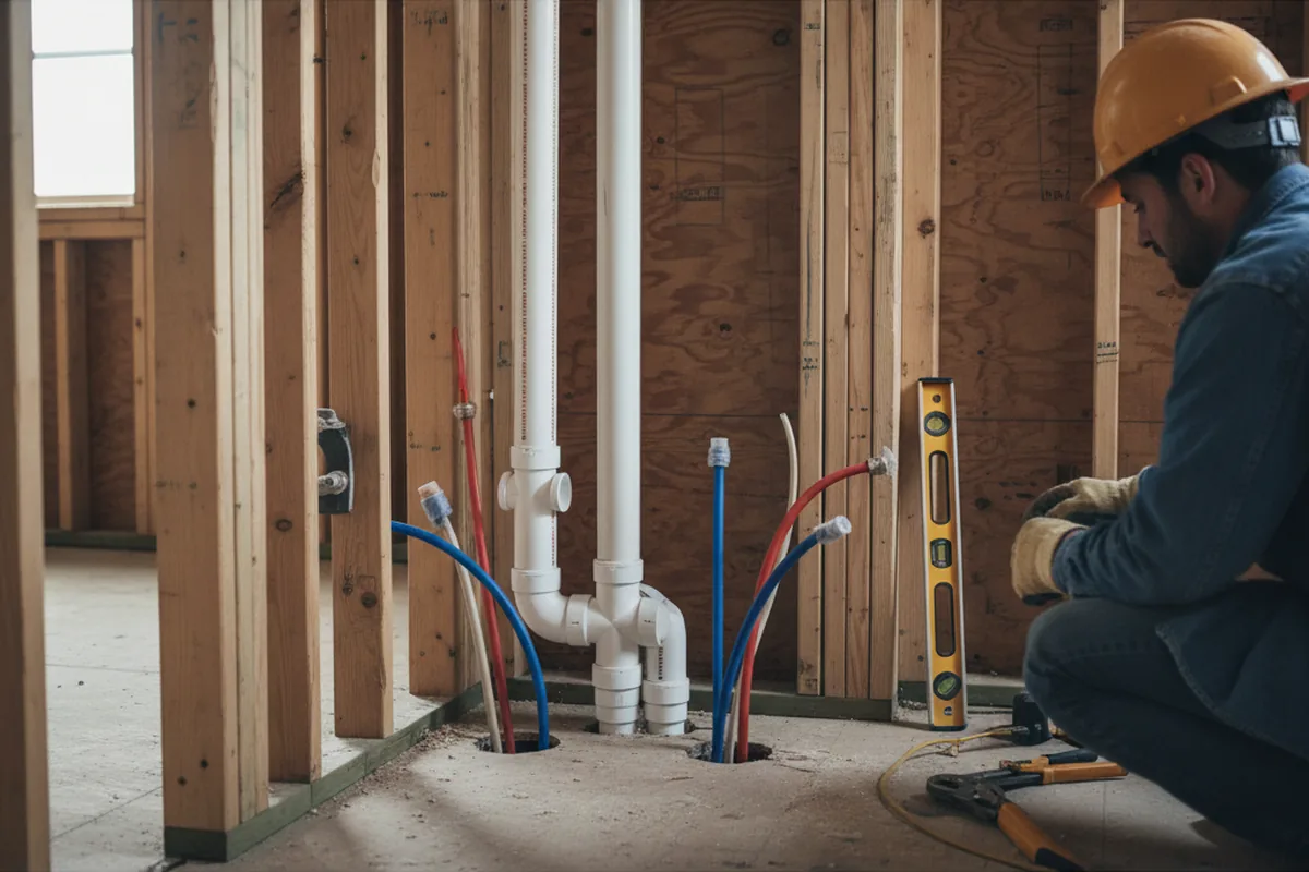 Drain and supply rough-in during Drain Cleaning in West Mineral