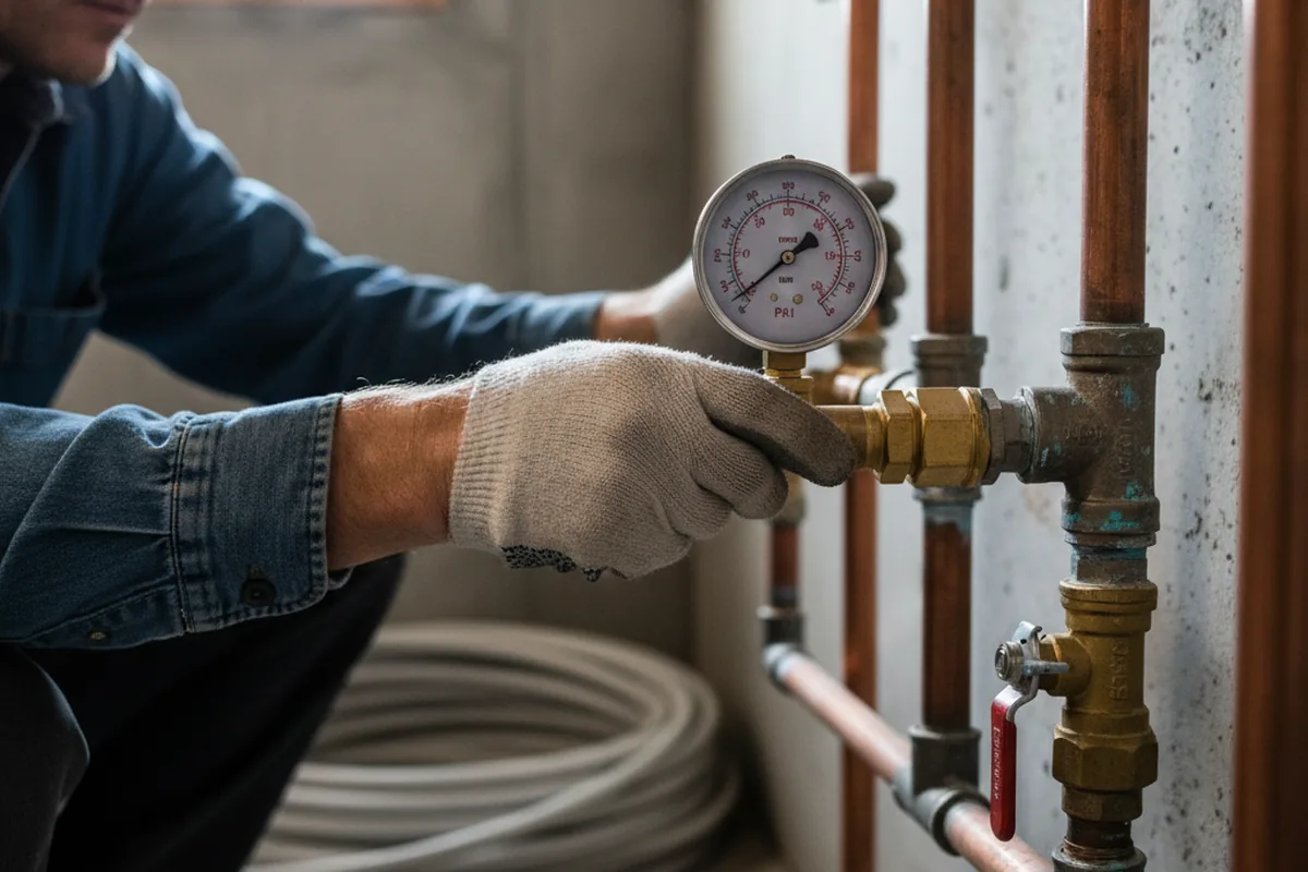 Pressure testing a repaired line during Water Line Repair in West Mineral